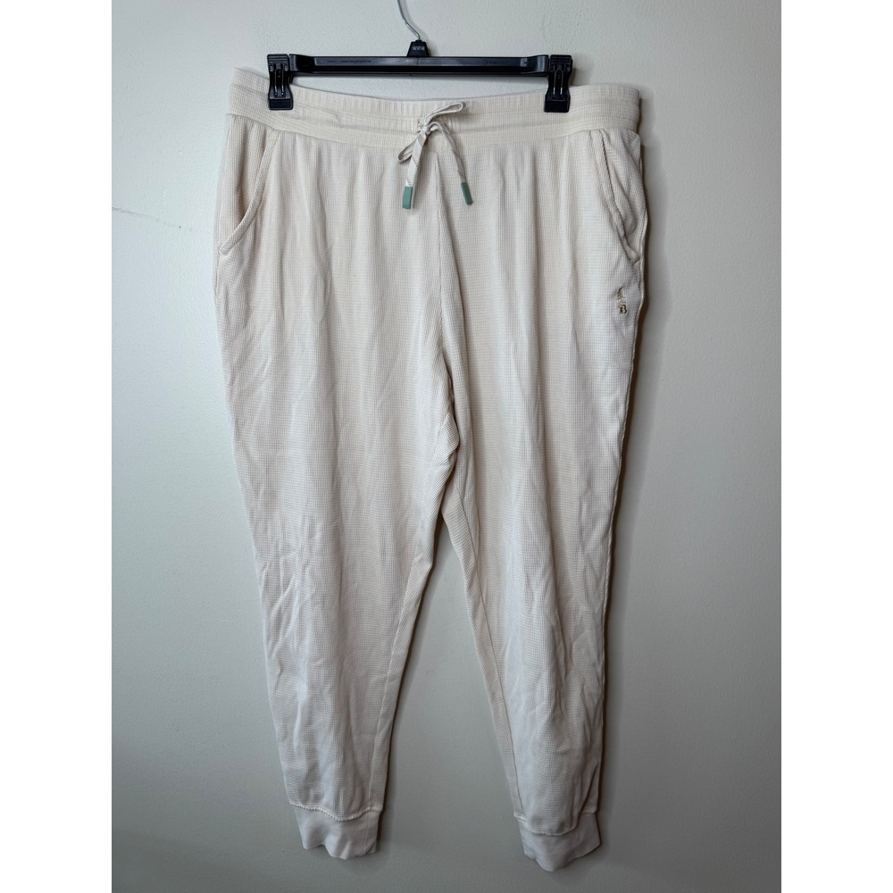 Bass Outdoor Women Cream Waffle Knit‎ Thermal Joggers Off White Drawstring Pants